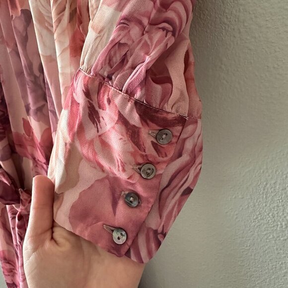 Wayward Fancies Eshakti Pink Purple Rose Floral Maxi Dress 8/10 - Picture 2 of 9